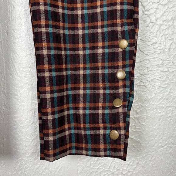Cato Brown Plaid Mid-Rise Slim Leg Pull-On Pants NWT Size 14 - Picture 2 of 6